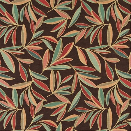 54 In. Wide Red- Blue- Green And Brown- Foliage Leaves Contemporary Upholstery Fabric